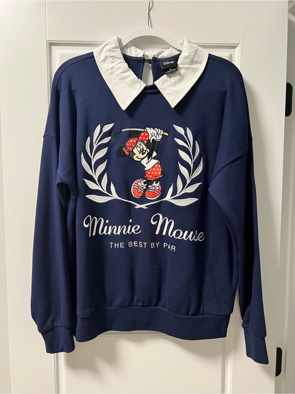 Disney Navy Minnie Mouse Golf Sweatshirt with White Collar